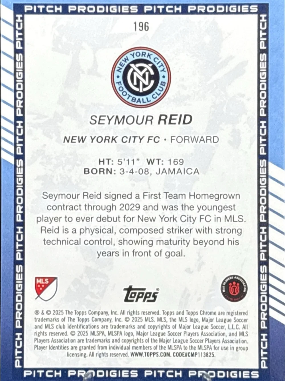 Topps Chrome Seymour Reid Rookie Trading Card - Gold Sparkle Refractor- LE 19/50